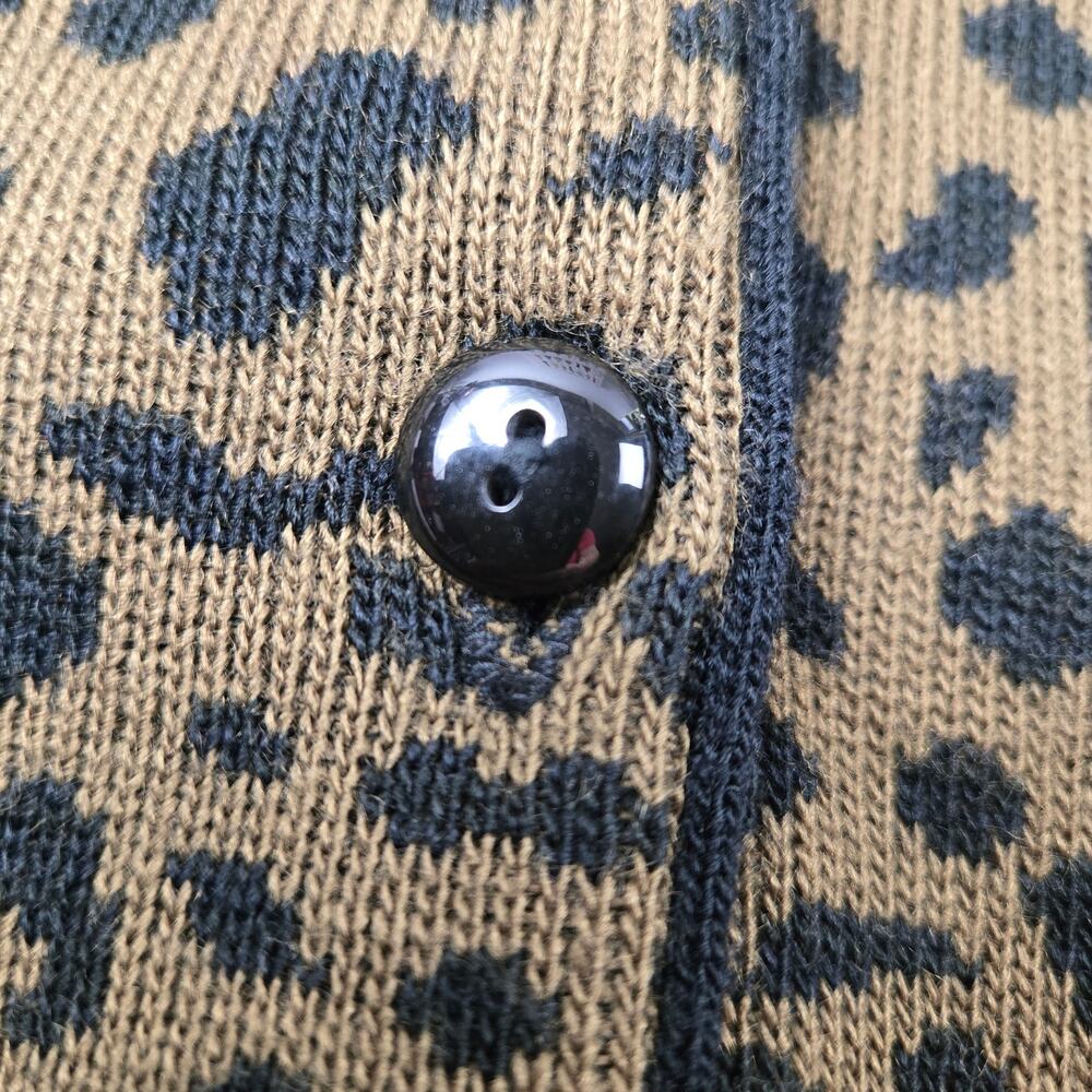 VTG Lennie for Nina Leonard Cardigan Sweater Mob Wife Leopard Faux Fur Collar XL - Picture 12 of 16